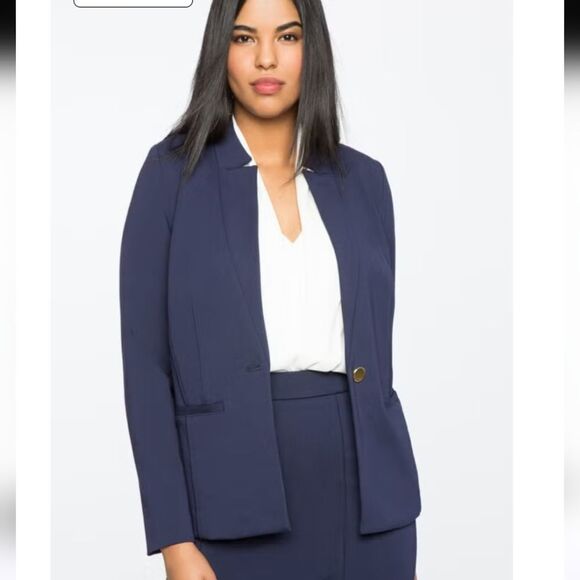 Eloquii The Ultimate Stretch One Button Blazer In Navy Blue Size 16 - Picture 1 of 13